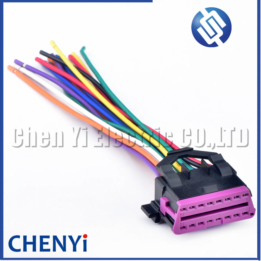 16 Pin Auto Connector Wire Harness Plug Housing 3A0972695A 8D0972695H With 15cm wires For OBD OBD2 Diagnostic