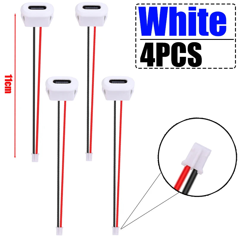 6/2PCS Type-C Female 2Pin USB Connector Type-C Waterproof with Female Socket Fast Charging Jack Charging Port USB-C Charger Plug