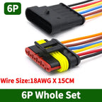 5/20/100Sets AMP Type 1.5 Series Automotive Waterproof Connector Plug Socket HID Male&Female 15CM Wire Harness 1P/2P/3P/4P/5P/6P