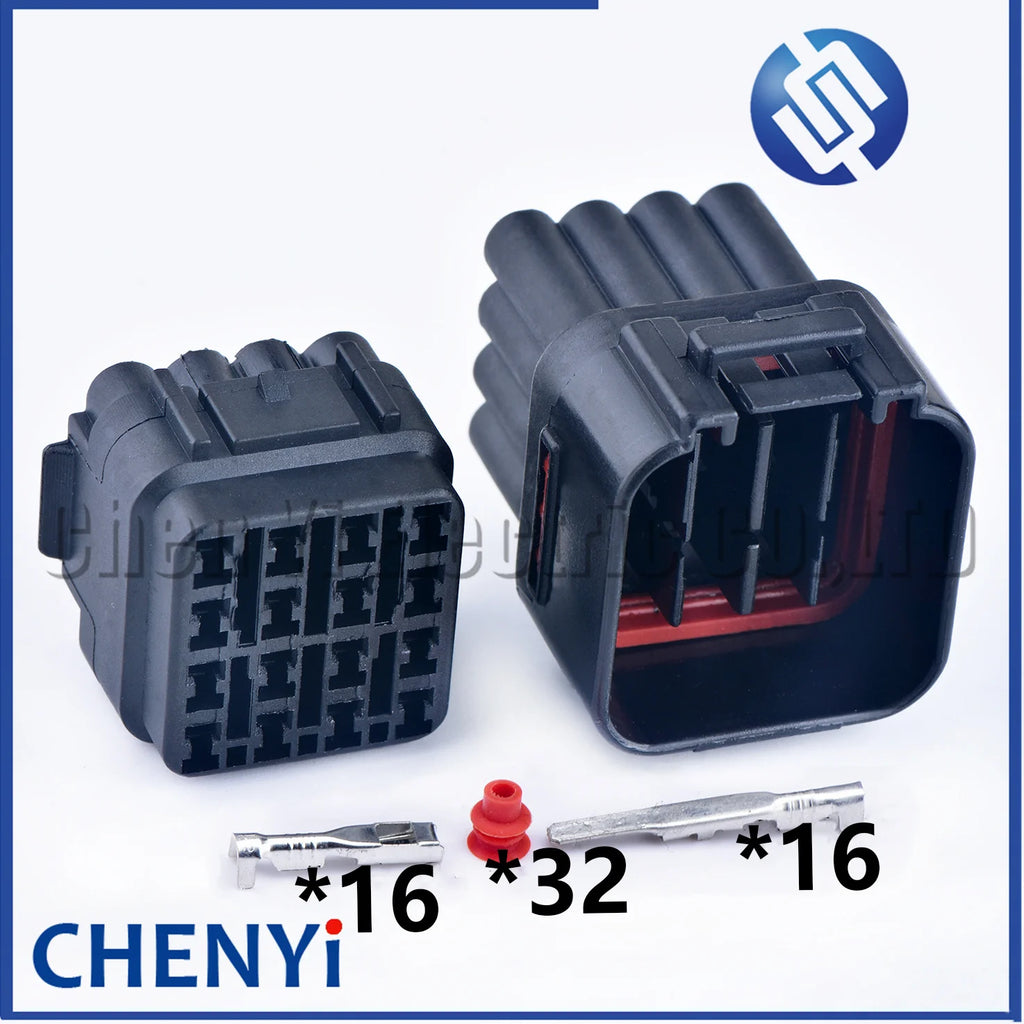 1 Set Black 16 Pin Auto Waterproof Electric Wire Cable Connector Male Or Female Socket Plug 6085-0510 6188-0353 6185-0510