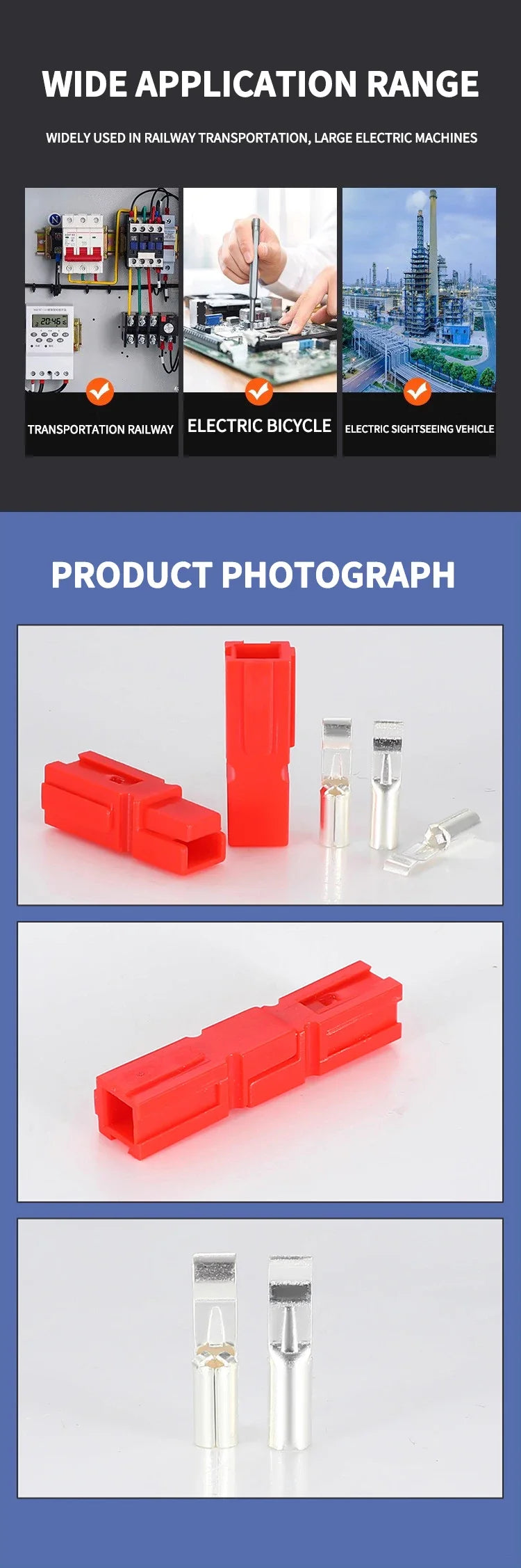 40/90/200/500Pcs/Box  Single Pole Plug 30A High Current Connector - PP Battery Forklift Power Terminals Bulk Pack