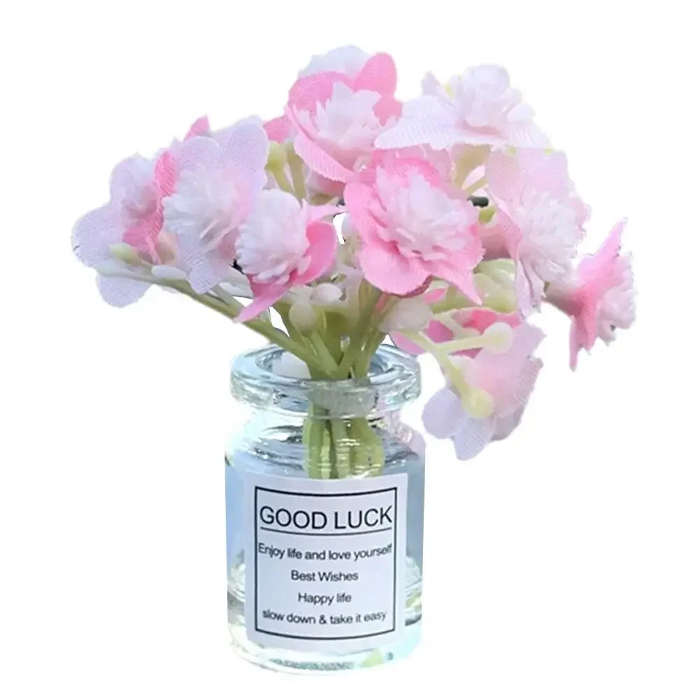Car Interior Decoration Auto Dashboard Gadgets Ornament Cute Simulation Flowers Vase Sakura Gypsophila For Girl Woman Amagi