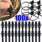 100/10pcs Nylon Self Locking Zip Tie Car Engine Bay Wiring Loom Retainer Clip Screw Mount Fastener Universal Car Wire Management