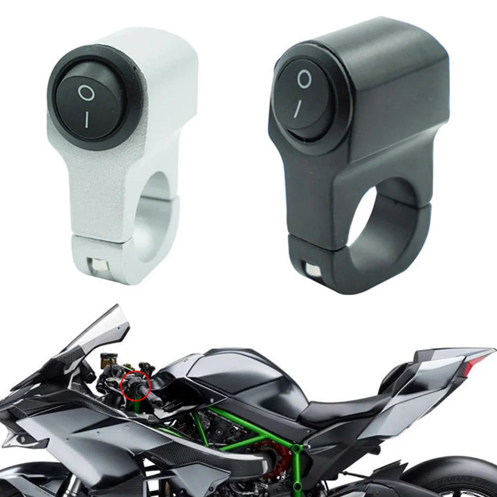Motorcycle Handlebar Headlight ON/OFF Switch Black/Silver Aluminum Alloy 2-Wire Waterproof Second Gear Switch Motorcycle Parts