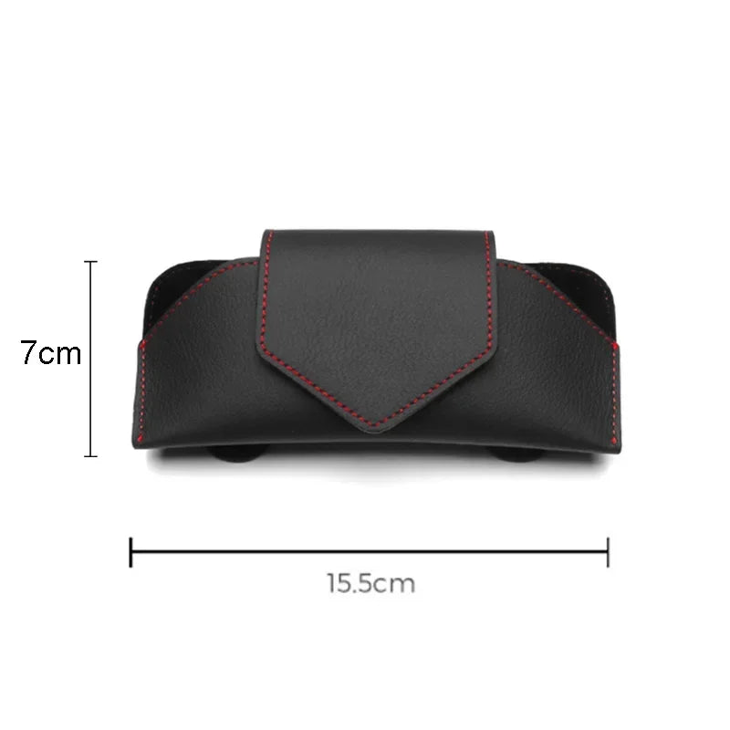 Car PU Leather Glasses Clip, Multi-Functional Sun Visor Holder, Sunglasses Box Storage Bag Clip, Car Interior Accessories Amagi