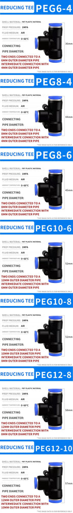 50/200 PCS PE Pneumatic Fittings 4/6/8/10/12/14/16mm Quick Connect Slip Lock Tee, 3-Way Plastic Air Water Hose Tube Connector