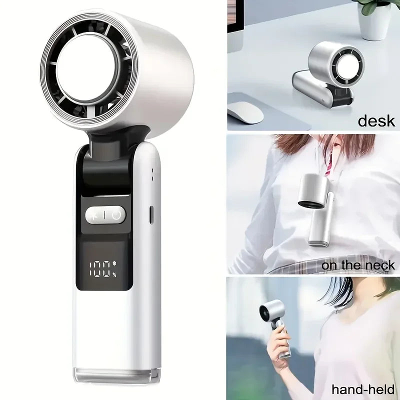 4000mAh Rechargeable Electric Handheld Fan 100 Speeds Adjustable Portable Travel Outdoor Foldable Mini Air Cooling Turbo Amagi