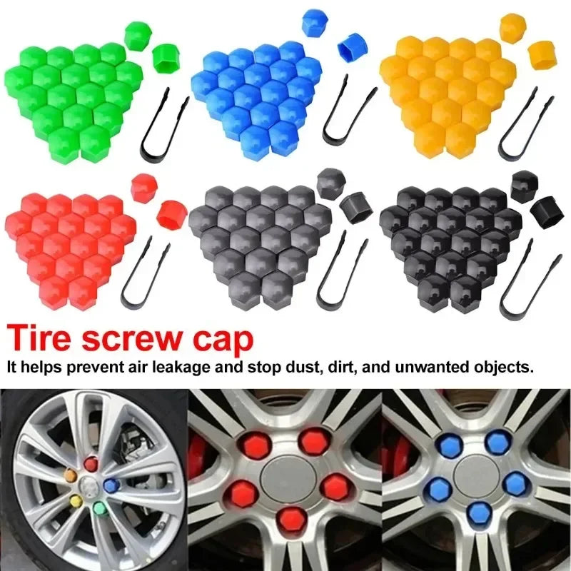20pcs Universal Lug Nut Covers for Automotive Wheel Hubs Tire Cap Modification Accessories Dust-Proof Rust-Proof Durable Stylish