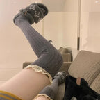 Lace Thigh High Stockings Women Sweet Girls Casual Trendy Over The Knee Leg Warmer Sexy Tube Legging Lolita Long Socks Amagi
