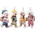 Kawaii Puppy Dog Car Pendant Acrylic Cute Cartoon Teddy Dog Car Interior Decoration for Backpack Keychain Home Hanging Pendant