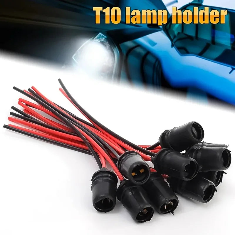 DC12V T10 W5W 147 Socket Marker Instrument Lights Holder Connector Wire Bulb Soft Rubber Harness Replacement Car Accessories