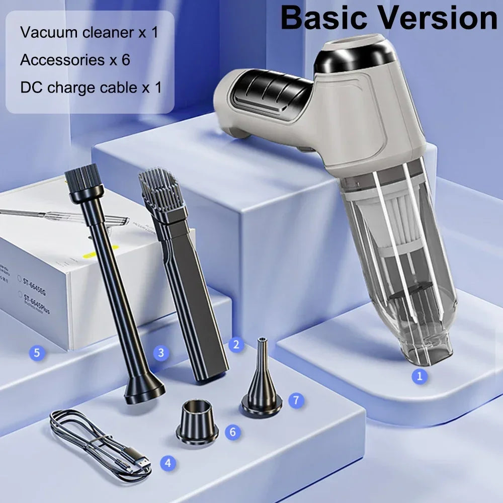 Car Vacuum Cleaner Strong Suction Cleaning Mini Machine Wireless Portable Handhled Blower Machine Air Duster for Home Appliances