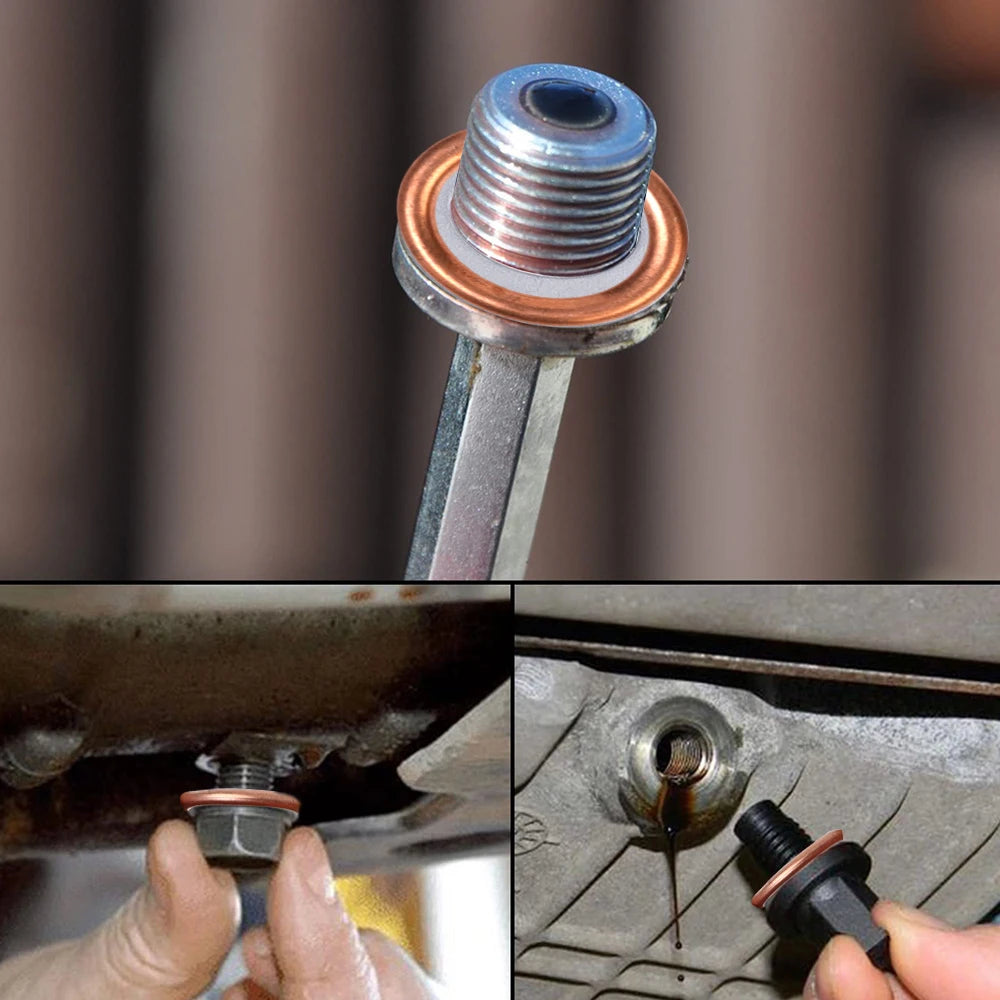 Car Engine Oil Pan Drain Screw Gasket 14mm I.D. Aluminium Sealing Circle Transmission Oil Drain Plug Gasket for Volkswagen Audi