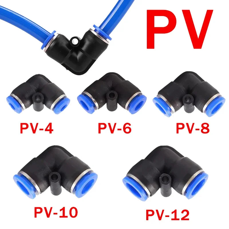 10PCS PV Elbow Pneumatic Quick Fitting, 4/6/8/10/12mm Air/Water Hose Push Connector for Industrial, Heavy Duty Leak-Proof Seal
