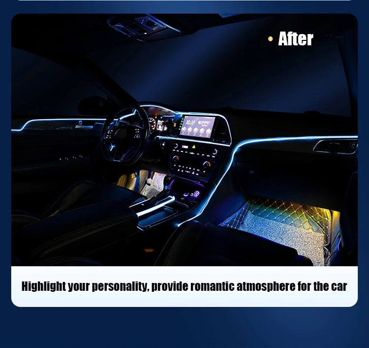 1M/3M/5M USB LED Ambient Light For Car LED Panel Dashboard Neon Strip Interior Decorations Atmosphere EL Light Line Tube With