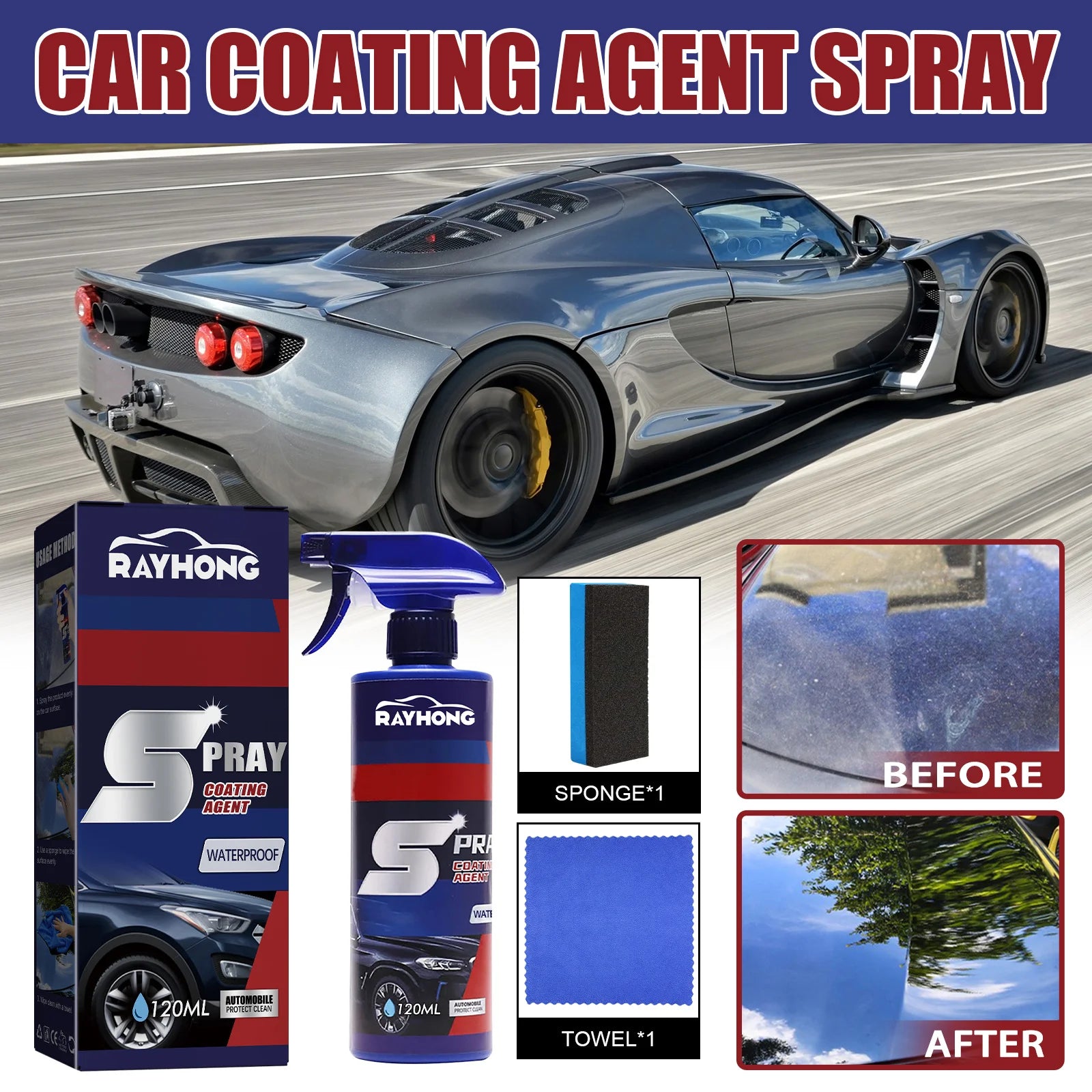 5PC Coating Renewal Agent 3 In 1 Ceramic Car Coating Spray Plastic Parts Refurbish Agent Fast-Acting Spray Waterless Wash amagi