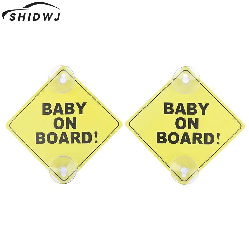 1PC Baby On Board Sign with Suction Cup Car Window Yellow REFLECTIVE Warning Sign 12CM Safe Driving Accesorios