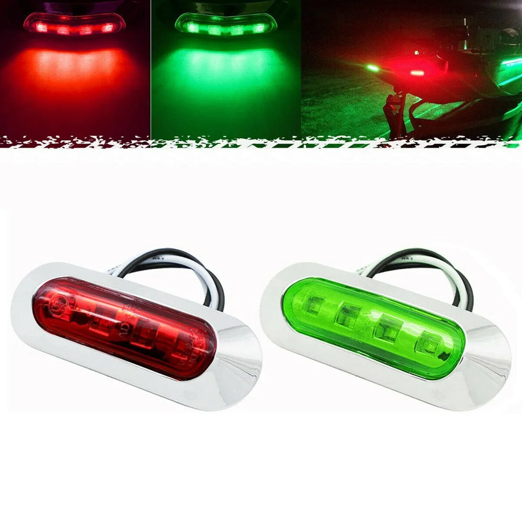 2Pcs Red Green Boat Navigation LED Lights Deck Waterproof Bow Pontoon Lights 12V 24V For Marine Boat Yacht Motorboat