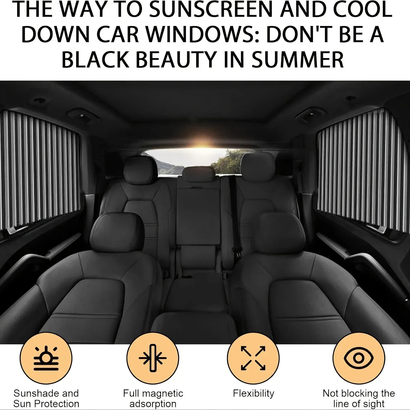 4PCS Magnetic Car Sunshade Window Curtain Auto Window Sun Shade Privacy Sun UV Protection Window Car Interior Accessories Amagi