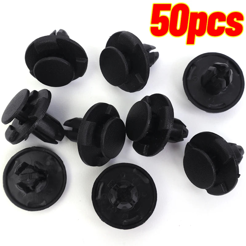 50/10pcs Diameter 8mm Black Plastic Auto Fasteners Rivets Clips Vehicle Car Bumper Door Panel Fender Liner Clips Retainer