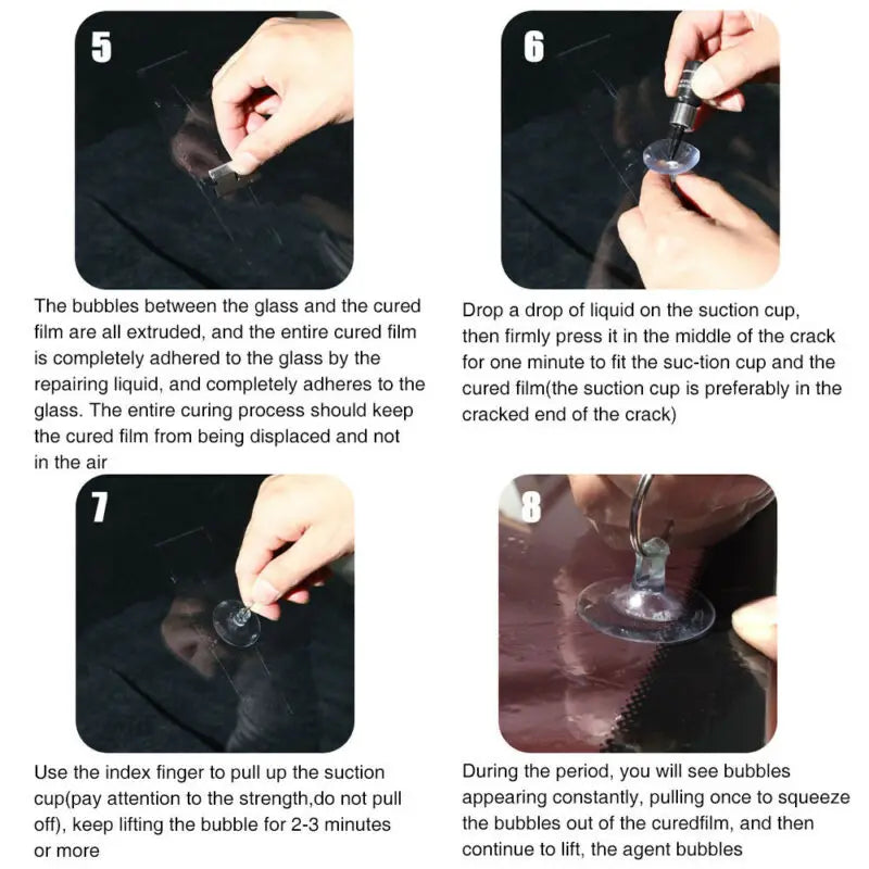 5PCS Automotive Windshield Glass Crack Nano Repair Fluid Car Resin Scratch Crack Restore Fluid Glass Curing Glue Car Accessories