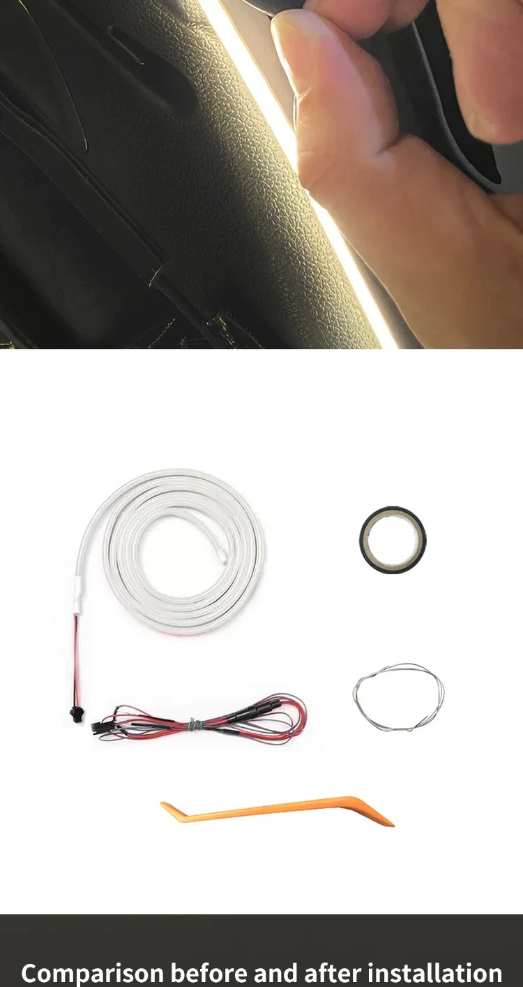 Car High Brightness Trunk Lighting Ambient Light Interior Decoration LED Wiring Free Automatic Sensing Tailgate 2/4M Strip Amagi