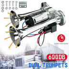 Super Loud 600DB Dual Trumpet Train Horns for Trucks 12V Stainless Steel Electric High Decibel Chrome Finished Car Speaker with