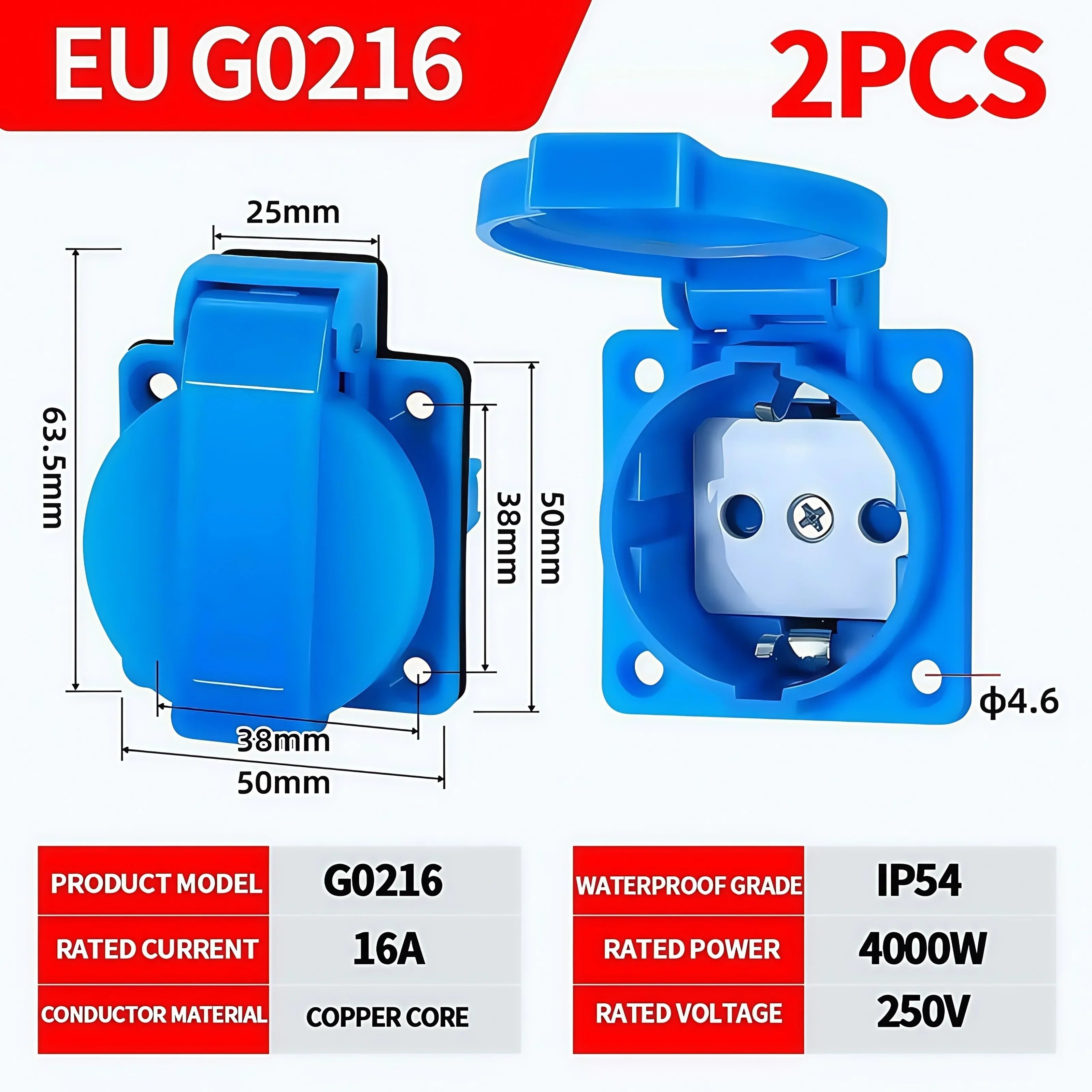 IP54 16A Outdoor Socket with Flip Cover | Euro/UK/BR Plug Waterproof for Garden & Industrial Use - Heavy Duty Explosion-Proof