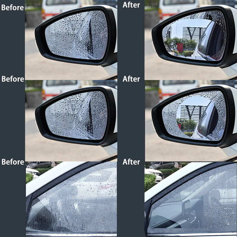 6/2 Pieces Car Rearview Mirror Sticker Rain-proof Waterproof Anti-fog Film Round square Universal Motocycle Anti-reflective Film