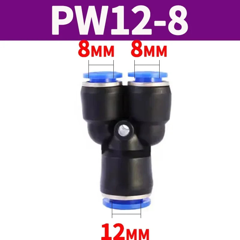 Pneumatic Push-to-Connect Fittings Kit 20/100/500PCS Y W Shaped Air Water Oil Hose Connectors for Nylon Polyurethane Tubing
