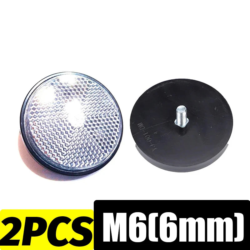 Round Motorcycle Reflector M6 Mounting Screw Night Warning Board for Dirt Bike Electric Scooter Bicycle Rear Tail Safety Lamp