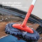 Double Brush Head Rotating Car Wash Mop Three-Section Telescopic Mop Roof Window Cleaning Maintenance Auto Supplies Accessories