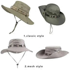 Summer Men Outdoor UV Protection Wide Brim Hiking Hat Mesh Fisherman Hat Beach Sunscreen Cap Summer Bucket Hats Men Amagi