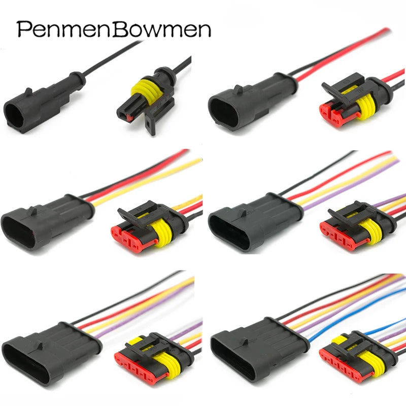 1 Set 1 2 3 4 5 6 Pin Auto Xenon Lamp Electrical Cable Connectors Waterproof Female Male Wire Harness Plug for Car Motorcycle