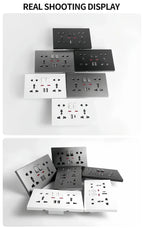 Universal Wall Socket 2‑Gang Power Outlet with Switches, USB‑C Charging Port, LED Indicator, Flush Mount, AC 110‑250V