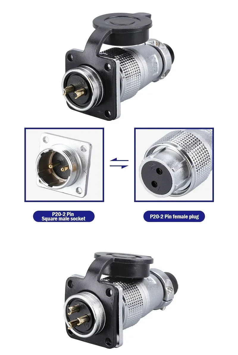PLS20 WS20 TP20 Aviation Connector 20mm Opening Diameter 2-12 Pin Male Female Circular Plug Socket Metal Shell Waterproof IP67