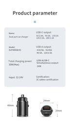 200/100W Mini Dual Ports USB Car Charger Lighter Fast Charging Phone Charger Adapter for IPhone 13 12 Xiaomi Huawei Samsung Amag