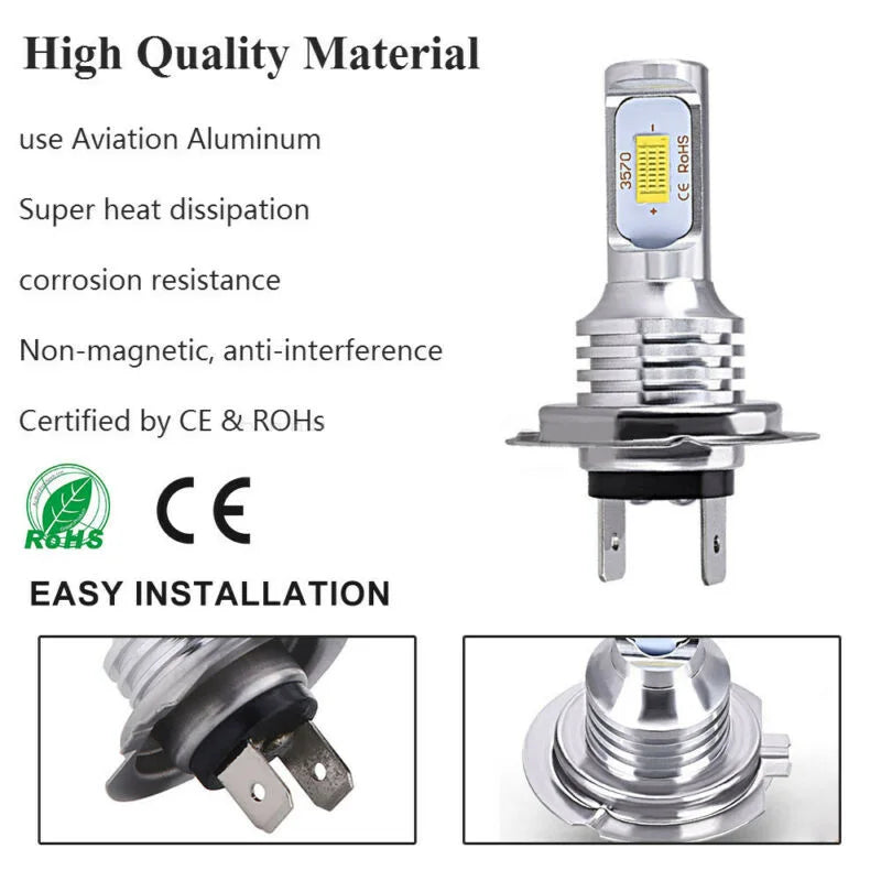 Car Headlight Bulbs H7 LED Headlight Bulbs Lights High Low Beam 55W 8000LM 6000K Super Bright Car Headlight Bulbs