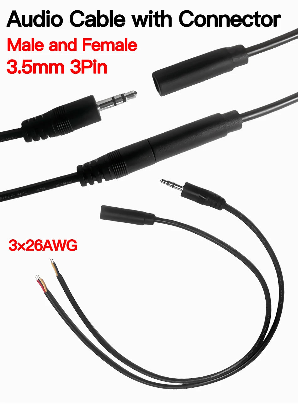 5PCS 3.5mm Stereo Audio Cable, 3×26AWG AUX Cord for Car, Phone, Speaker & Headphones, High-Quality Male-to-Male Audio Wire