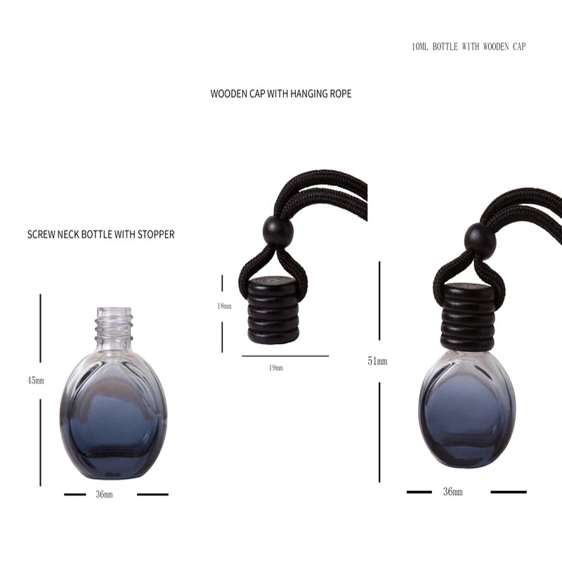 1Pcs Dyed Square Cap Black Cap Empty Bottle Car Essential Oil Diffuser Fragrance Air Freshener Scent Perfume Bottle Ornament