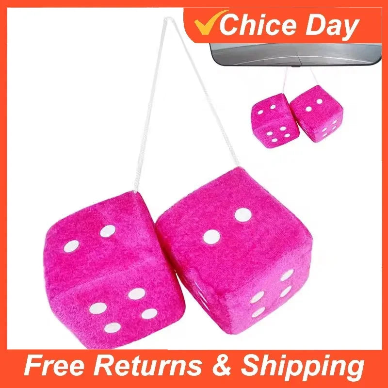 Dice For Car Mirror Auto Rear Mirror Plush Dice Soft And Fuzzy Car Charm Interior Ornament For Sedan Truck SUV Hangable Amagi