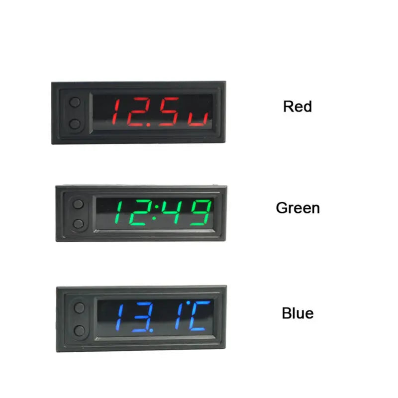 12V 3in1 Vehicle Car Kit Thermometer With Voltmeter With Clock LED Digital Display 3 In 1 Voltmeter Interior Parts