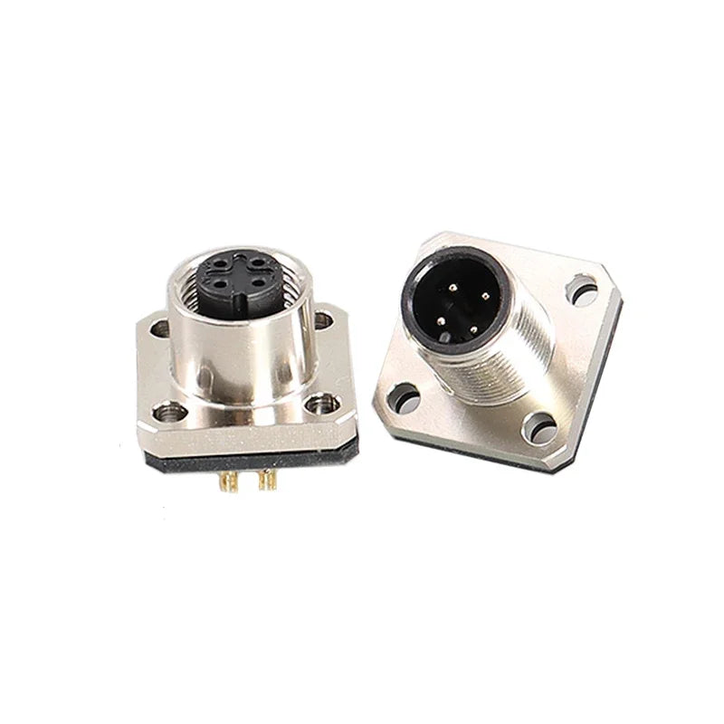 5/20 PCS M12 12mm Connector Aviation Panel Back/Front Mount Flange Socket Sensor Connector IP67 Waterproof Straight/Right Angle