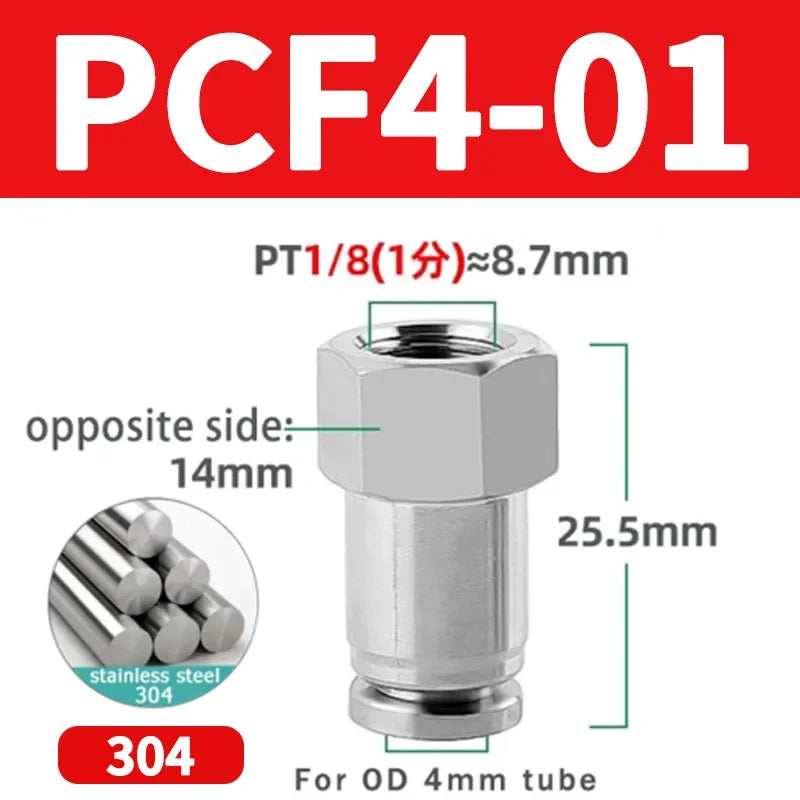304 Stainless Steel Quick-Connect Air Hose Fittings - BSP 1/8",1/4",3/8",1/2 Pneumatic Pipe Connectors with Corrosion Resistance