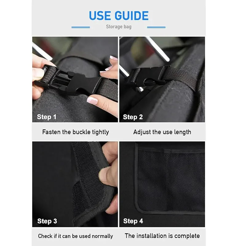 Car Trunk Organizer Rear Seat Back Storage Bag Net High Capacity Hanging Tidying Interior Pouch Auto Accessories Supplies Tools