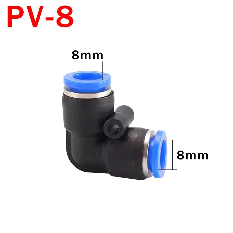 10PCS PV Elbow Pneumatic Quick Fitting, 4/6/8/10/12mm Air/Water Hose Push Connector for Industrial, Heavy Duty Leak-Proof Seal