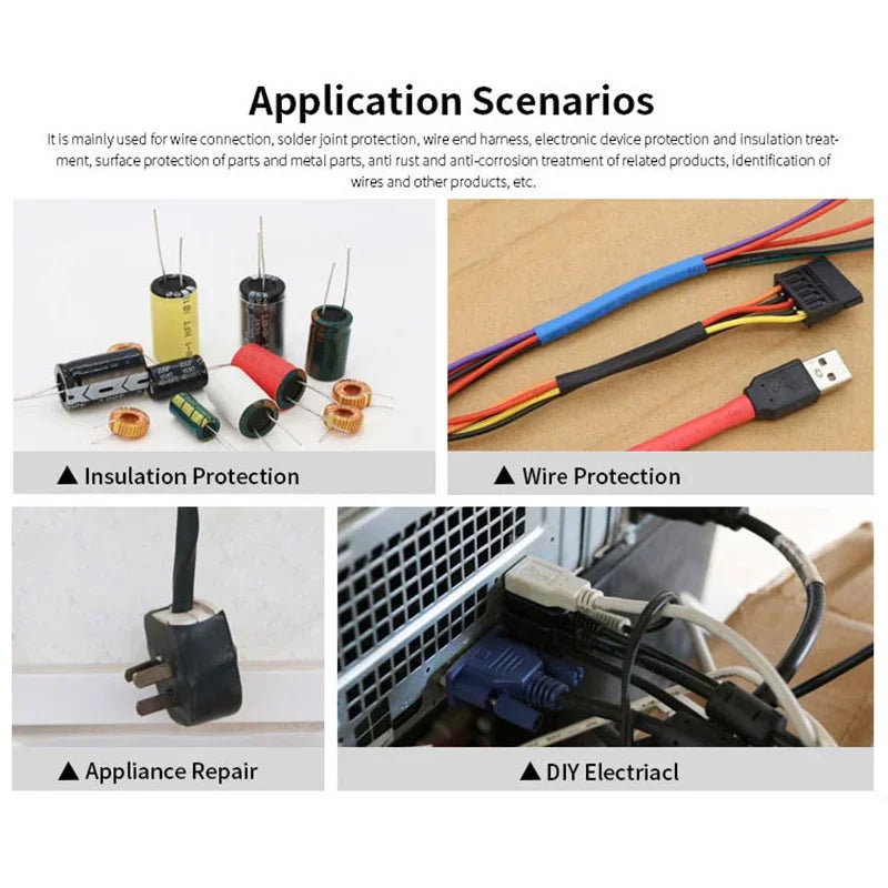 10M-200M 3:1 Heat Shrink Tubing, Dual Wall Adhesive Lined, Black/White/Red/Blue/Yellow, Waterproof Wire Cable Sleeve