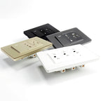 Brazil Standard Wall Socket (Type N) with Type‑C USB, 3‑Gang Wall Switch, Tempered Glass Panel, Stable Power for Home/Office