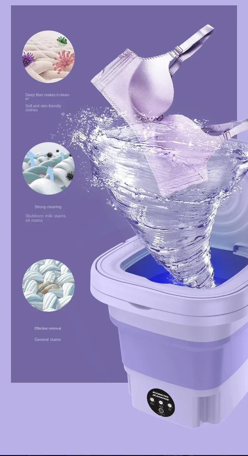 8L Portable Small Foldable Washing Machine with Spin Dryer For Socks Underwear Panties Washer Household Mini Machine Amagi
