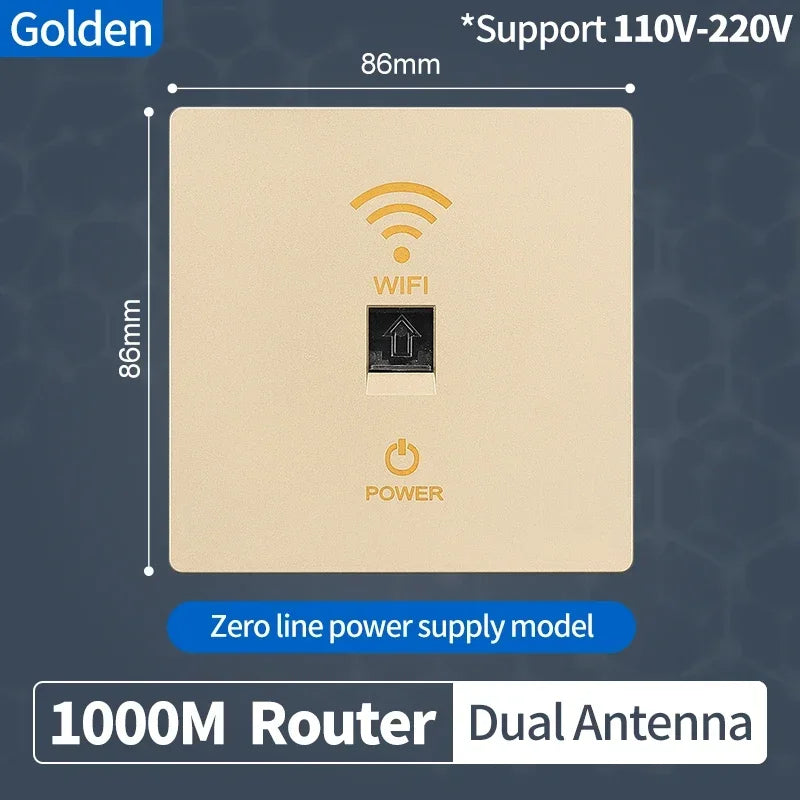 In-Wall Smart WiFi Router Panel 1000Mbps - 86-Type Hidden AP with 110V-220V for Home/Hotel Network Coverage